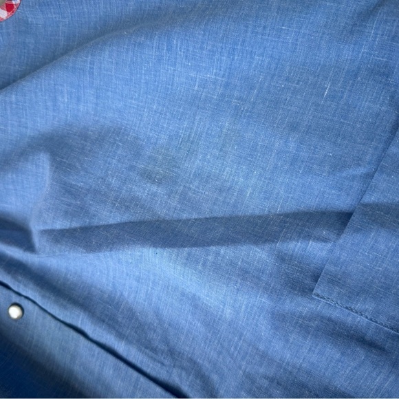 Vintage Haband Light Blue Vest Red White Trim Size Large - Picture 3 of 5